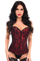Halloween Red Lace Front Zipper Overbust Corset for Women