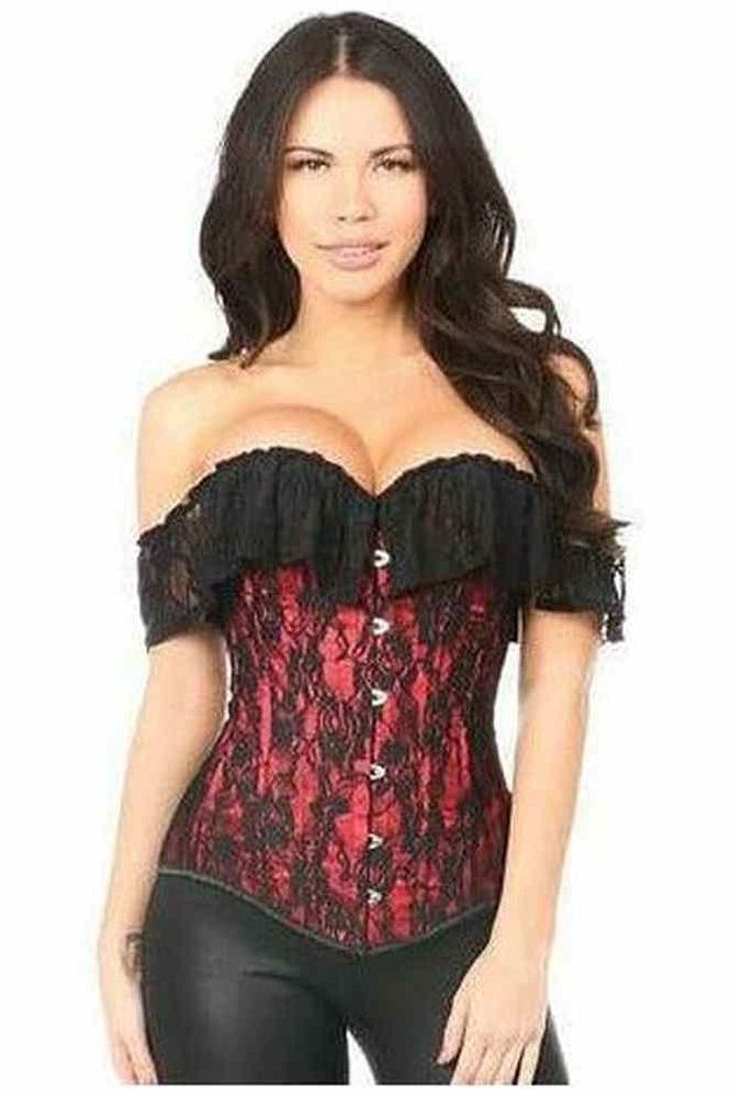 Halloween Red Lace Off the Shoulder Overbust Corset for Women