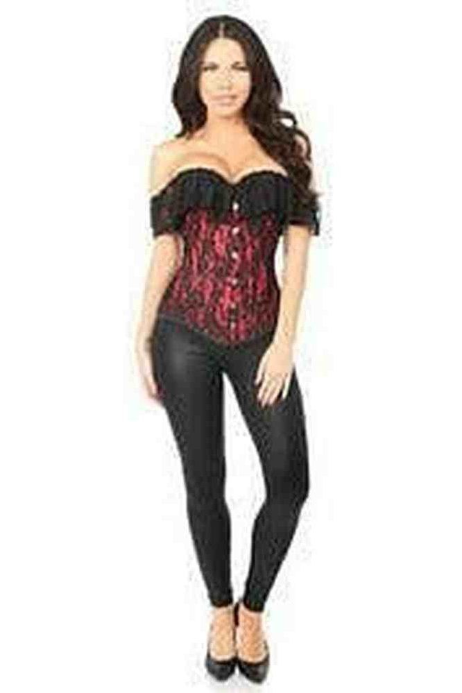 Halloween Red Lace Off the Shoulder Overbust Corset for Women