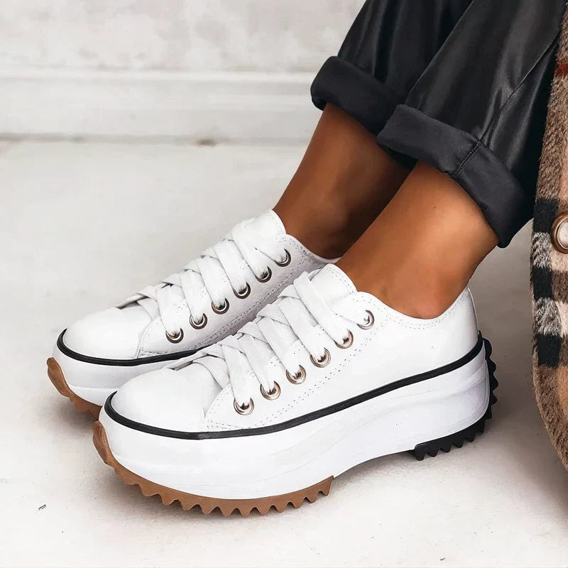 Elevated sole chunky platform sneaker in alpine white