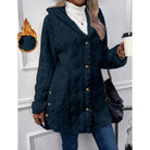 Fleece Jacket Womens Hooded Textured Relaxed Zip Front Soft Warm