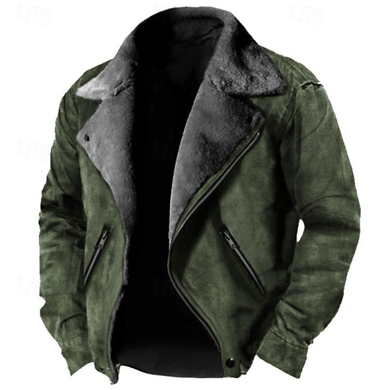 Sherpa Jacket Mens Plush Lined Winter Zip Front Rugged Warm Coat