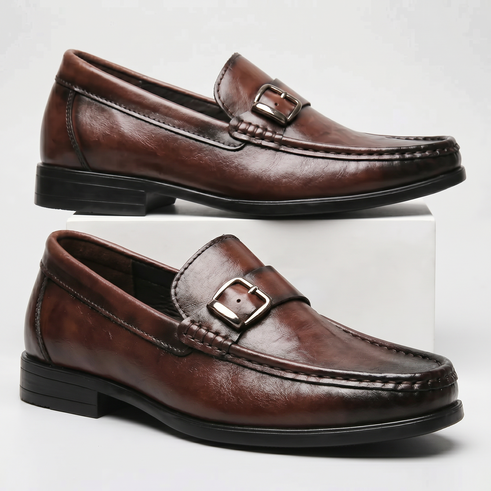 Hand burnished leather bit buckle loafer, view 3
