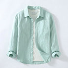 Spread collar linen long sleeve shirt in mint