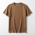 Relaxed waffle knit crew neck tee in camel