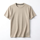 Relaxed waffle knit crew neck tee in beige