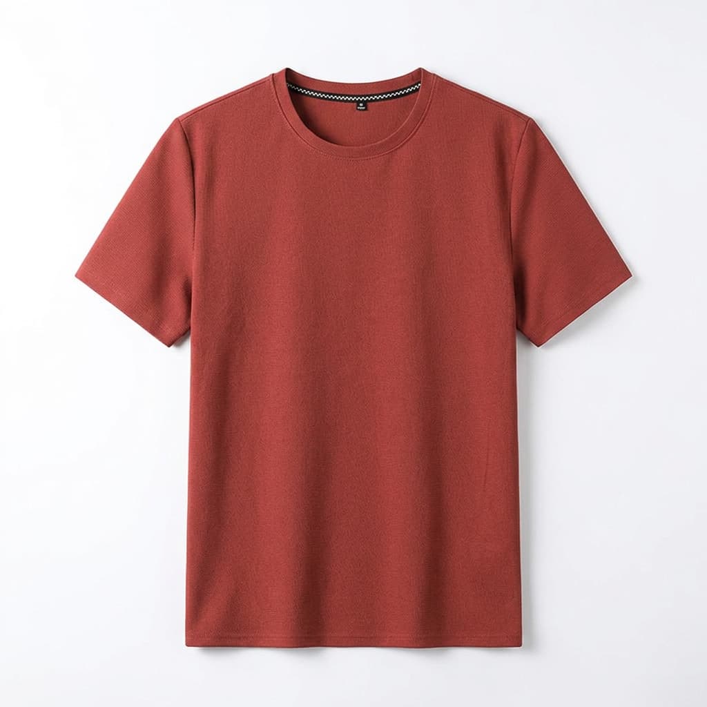 Relaxed waffle knit crew neck tee in red