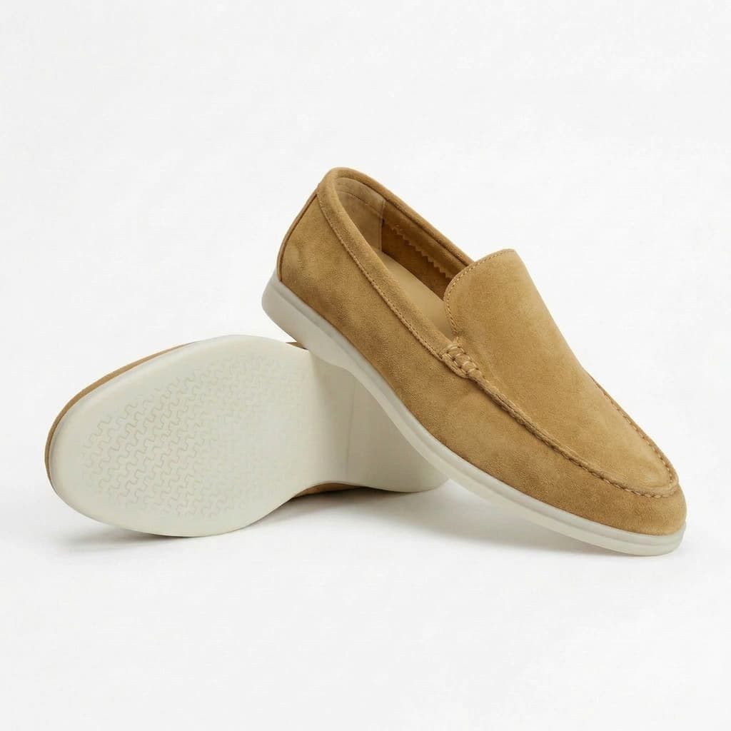 Soft suede slip on loafer in camel