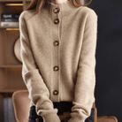 Fall Soft Knit Collared Button Front Cardigan for Women in Khaki