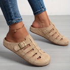 Minimal slip on mule sandal in khaki