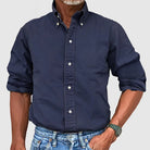Structured collar classic button down shirt in marine blue