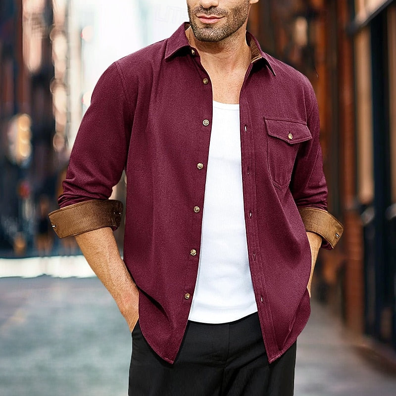 Shirt Jacket Mens Overshirt Button Front Rugged Chest Pocket Layer