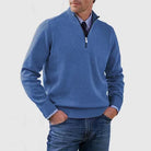 Knit Sweater Mens Half Zip Mock Neck Pullover Long Sleeve Ribbed
