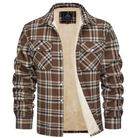 Flannel Shirt Jacket Mens Sherpa Lined Plaid Button Front Flap Pockets