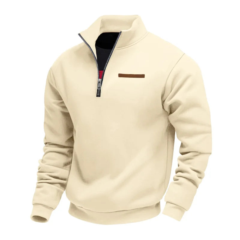 Fleece Pullover Mens Quarter Zip Stand Collar Soft Brushed Casual