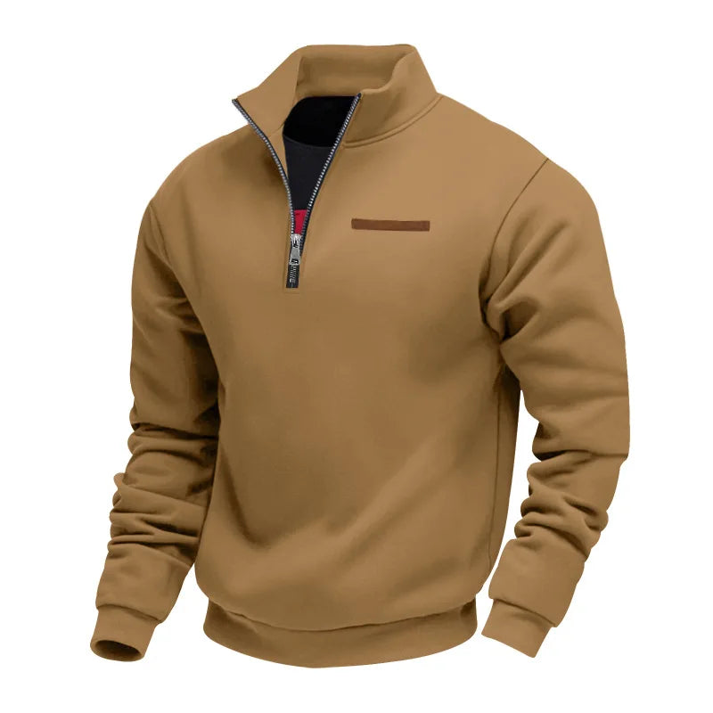 Fleece Pullover Mens Quarter Zip Stand Collar Soft Brushed Casual
