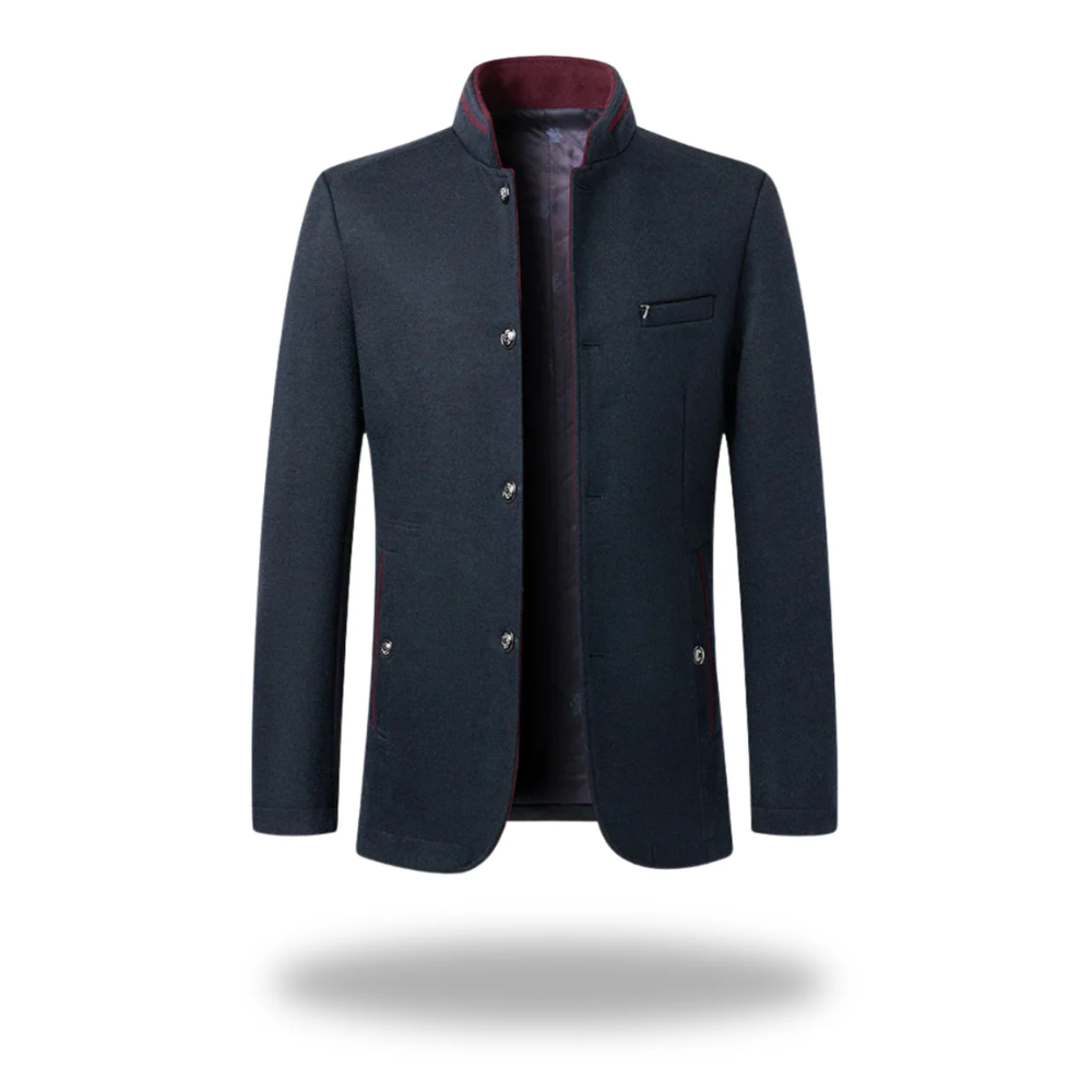 Blazer Mens Stand Collar Formal Woven Button Front Mandarin Dress