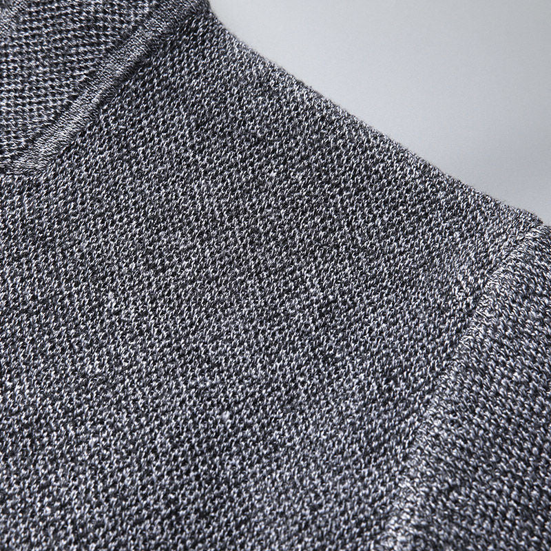 Cardigan Sweater Mens Stand Collar Knit Patch Pockets Straight Front