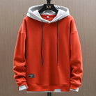 Hoodie Mens Knit Pullover Layered Hood Drawcord Pouch Pocket