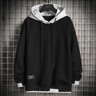 Hoodie Mens Knit Pullover Layered Hood Drawcord Pouch Pocket