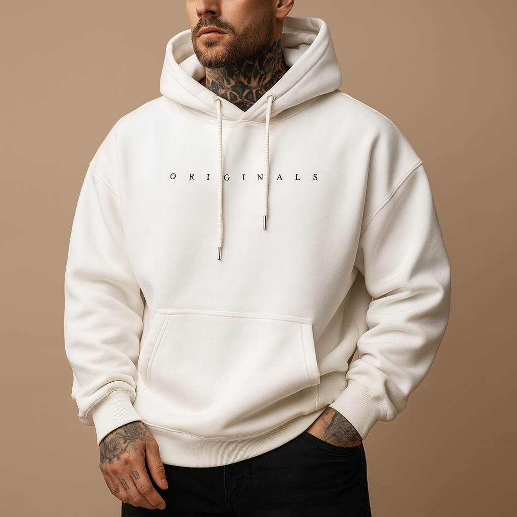 Hoodie Mens Knit Pullover Graphic Print Drawstring Front Pocket