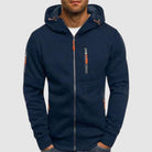 Zip Hoodie Mens Knit Full Zip Standing Hood Zipper Pockets
