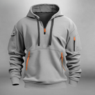 Hoodie Mens Half Zip Knit Utility Pockets Attached Hood Pullover