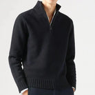 Knit Sweater Mens Half Zip Stand Collar Pullover Long Sleeve Winter