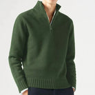 Knit Sweater Mens Half Zip Stand Collar Pullover Long Sleeve Winter