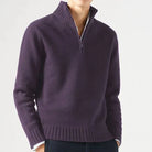 Knit Sweater Mens Half Zip Stand Collar Pullover Long Sleeve Winter