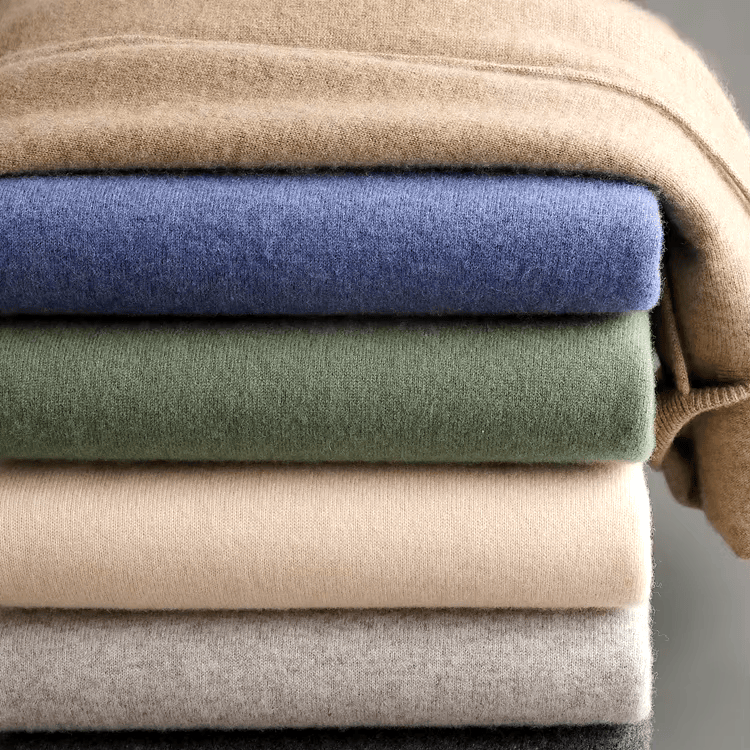 Merino Wool Hoodie Mens Knit Pullover Drawstring Ribbed Trim