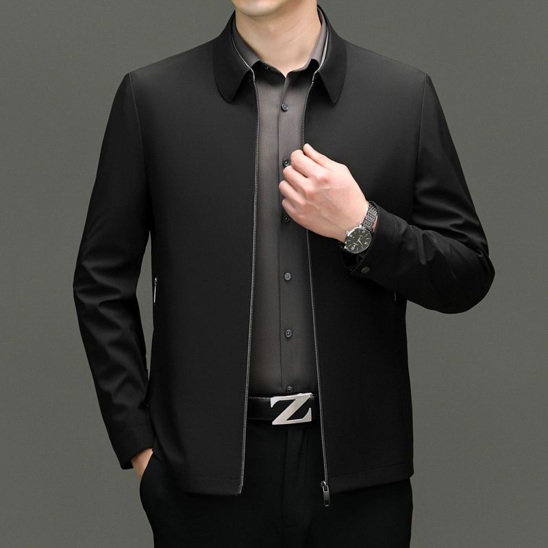 Windbreaker Mens Point Collar Full Zip Lightweight Side Pockets