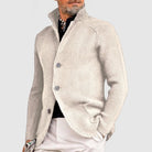 Cardigan Sweater Mens Waffle Knit Stand Collar Button Front Textured