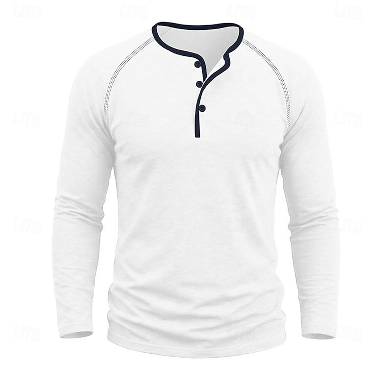 Henley Shirt Mens Classic Button Long Sleeve Cotton Everyday Fit