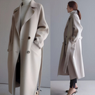 Winter Wool Feel Belted Long Wrap Coat for Women