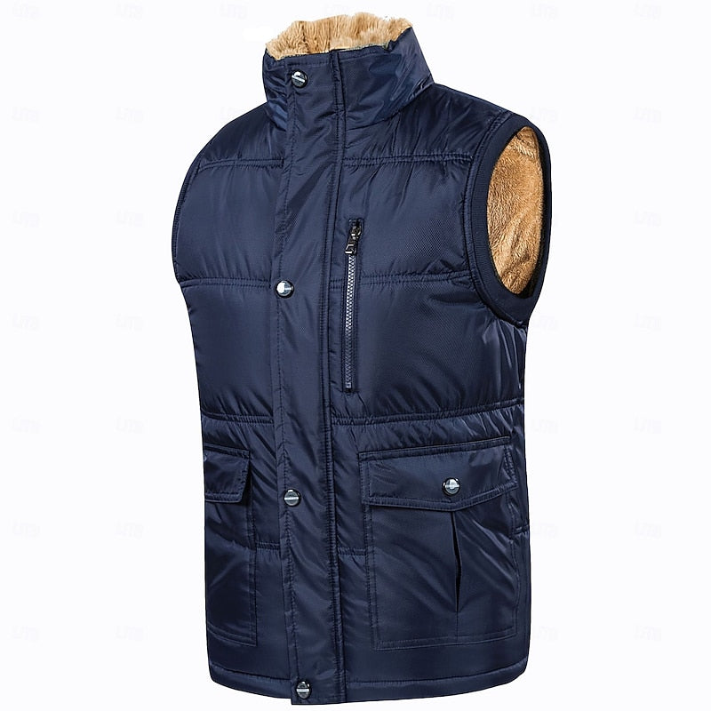 Puffer Vest Mens Sherpa Lined Sleeveless Zip Front Padded Warm