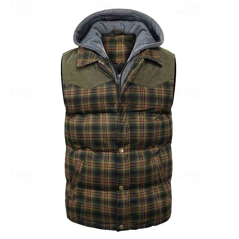 Vest Mens Hooded Quilted Sleeveless Puffer Gilet Zip Front Padded