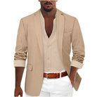 Blazer Mens Relaxed Linen Look Notch Lapel Single Button Unlined