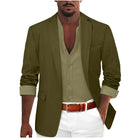 Blazer Mens Relaxed Linen Look Notch Lapel Single Button Unlined