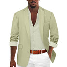 Blazer Mens Relaxed Linen Look Notch Lapel Single Button Unlined