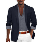 Blazer Mens Relaxed Linen Look Notch Lapel Single Button Unlined