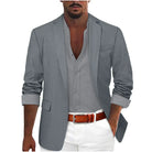 Blazer Mens Relaxed Linen Look Notch Lapel Single Button Unlined