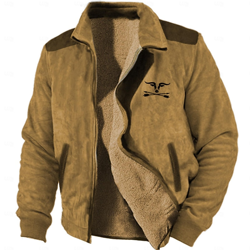 Sherpa Jacket Mens Fleece Lined Zip Front Corduroy Trim Rugged