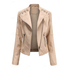 Leather Jacket Womens Faux Biker Tailored Zip Front Fitted Moto