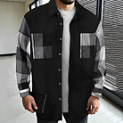 Shirt Jacket Mens Patchwork Panel Button Front Overshirt Layering