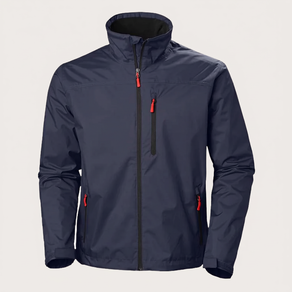 Fall Hooded Rain Jacket with Adjustable Cuffs for Men in Navy