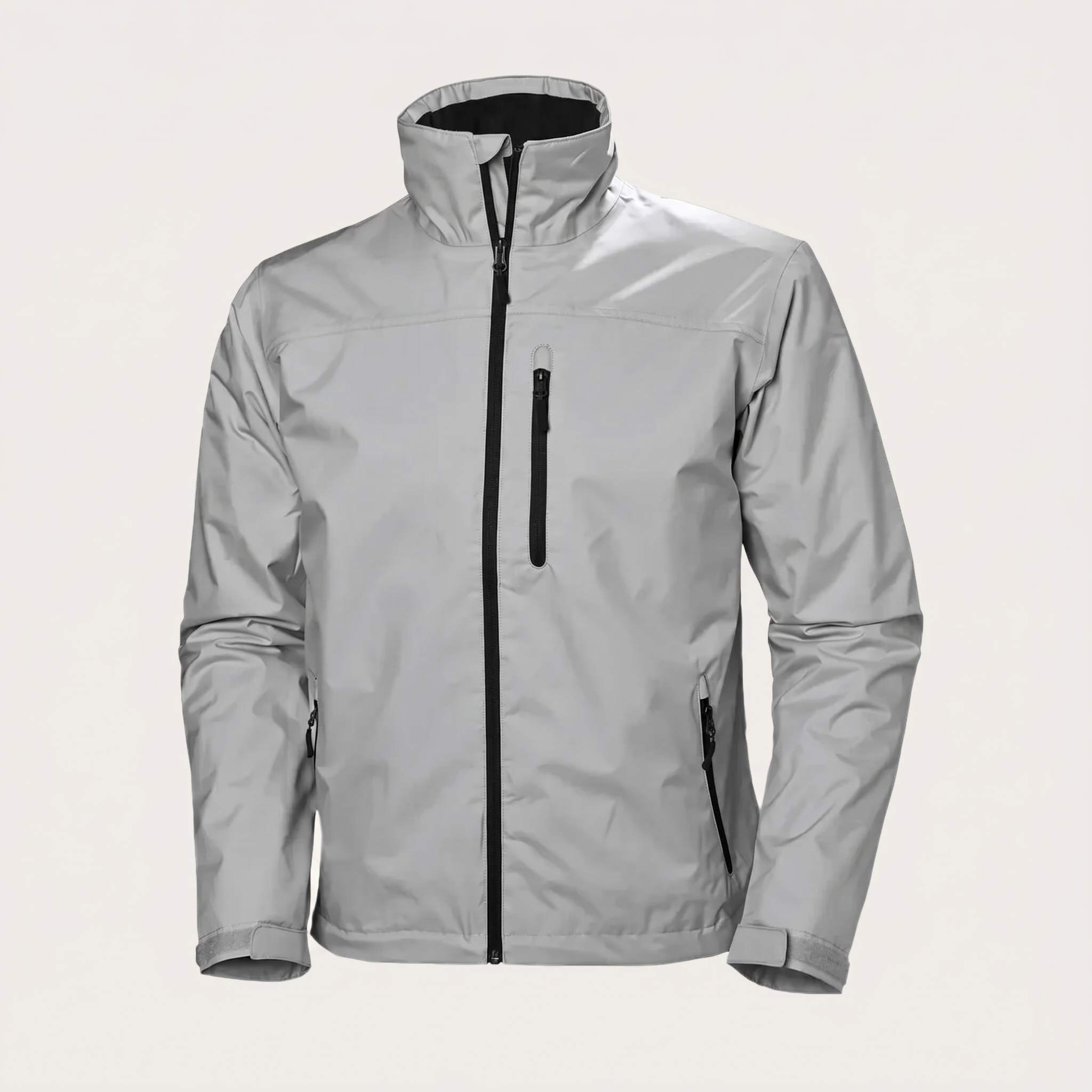 Fall Hooded Rain Jacket with Adjustable Cuffs for Men in Gray