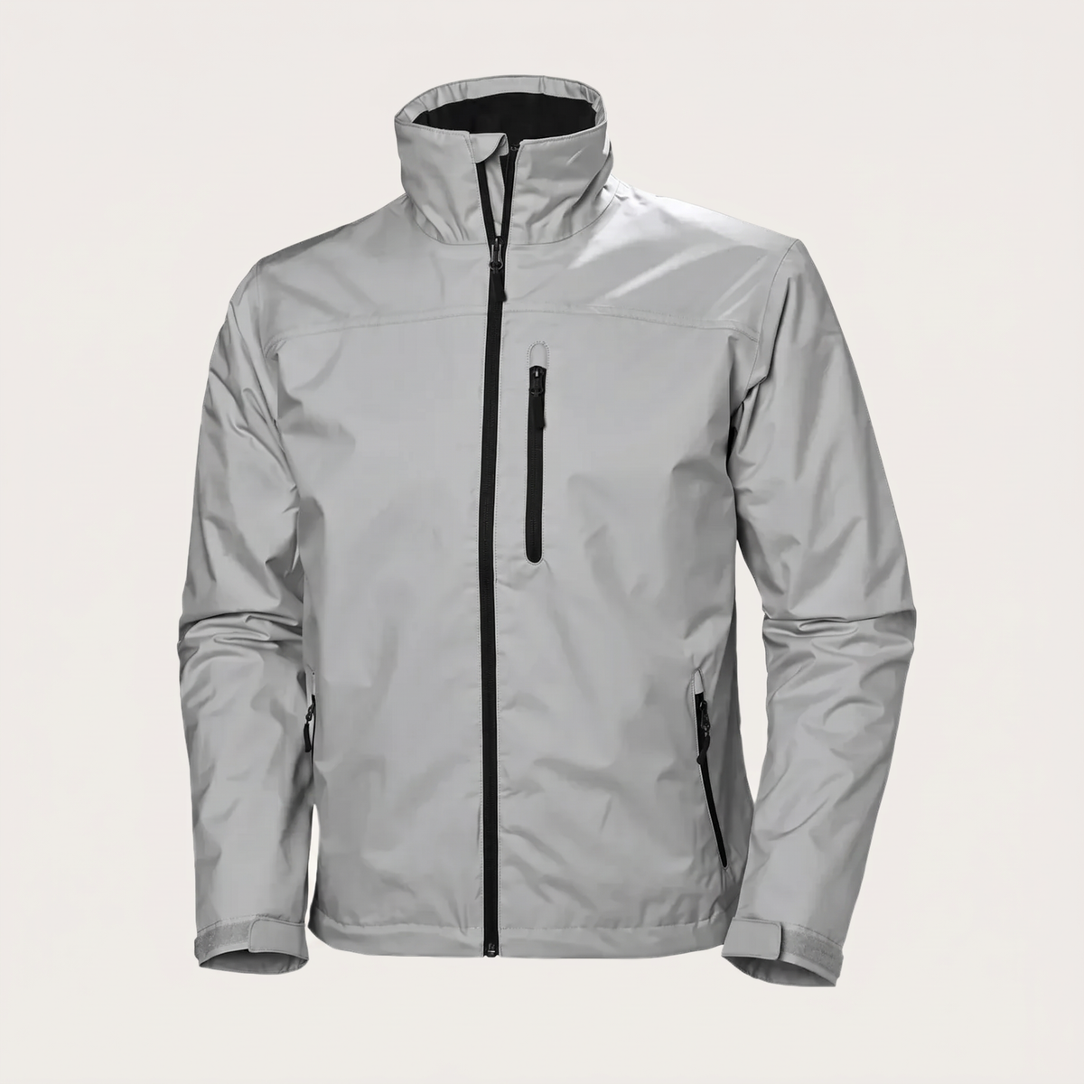 Fall Hooded Rain Jacket with Adjustable Cuffs for Men in Gray
