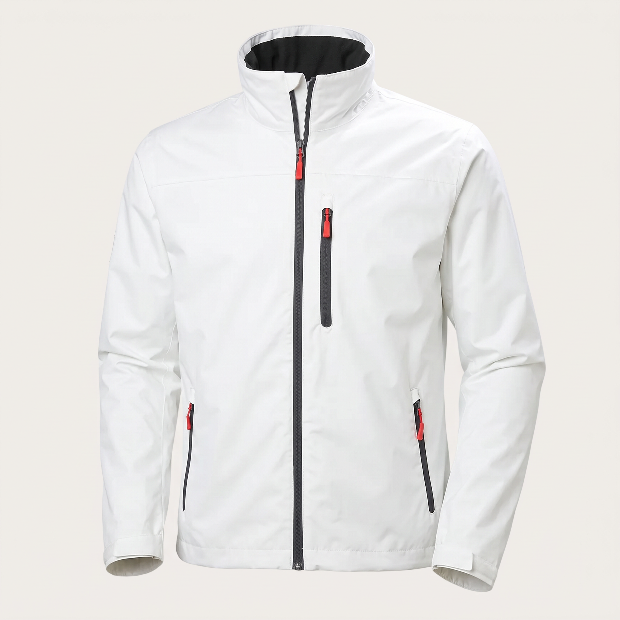 Fall Hooded Rain Jacket with Adjustable Cuffs for Men in White