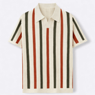 Vintage open knit patterned collared polo, view 1